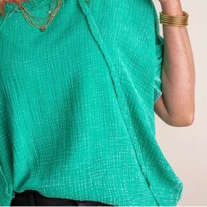 Zenana Mineral Washed Green Blouse